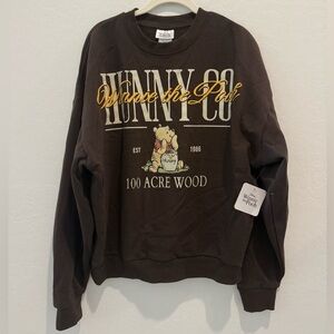 Disney Winnie the Pooh Hunny Co 100 Acre Wood Pooh Bear Brown Sweatshirt NWT